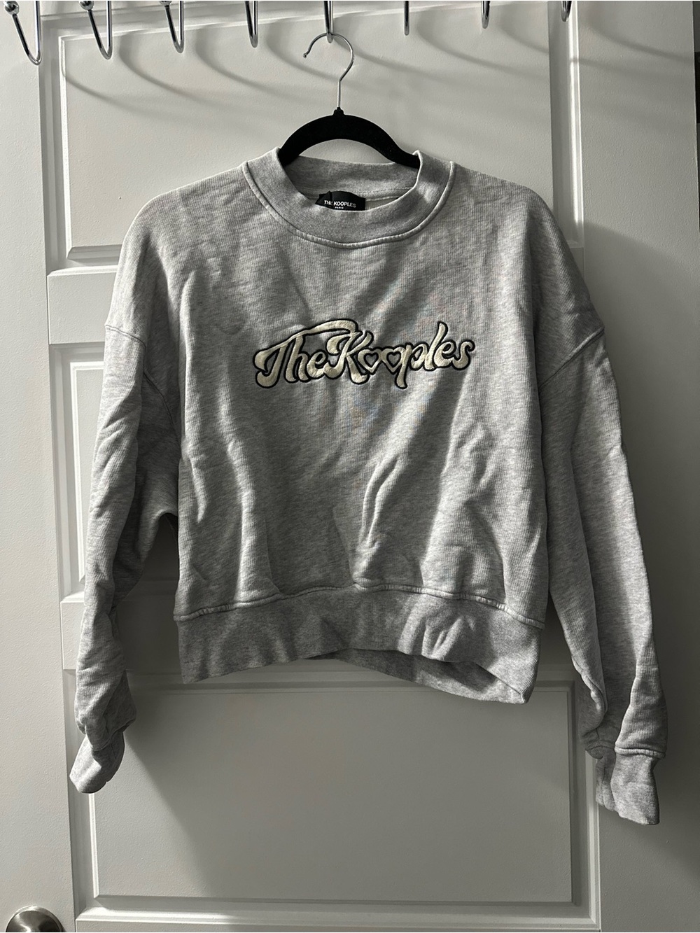 The Kooples Heather Gray Crewneck Sweatshirt with Script Logo